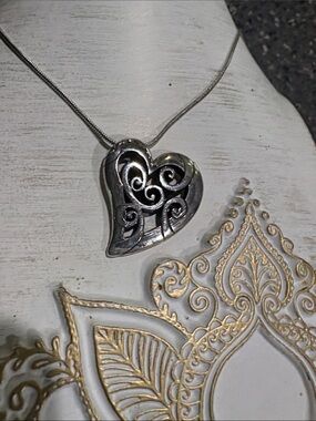 Brighton Mingle Silver Filigree Heart Pendant Necklace